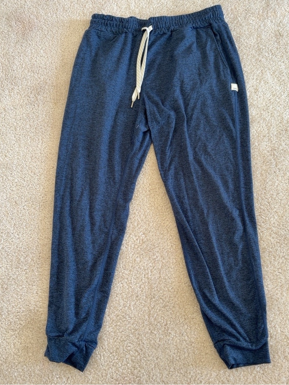 Vuori Navy Blue Knit Jogger Pants with Drawstring